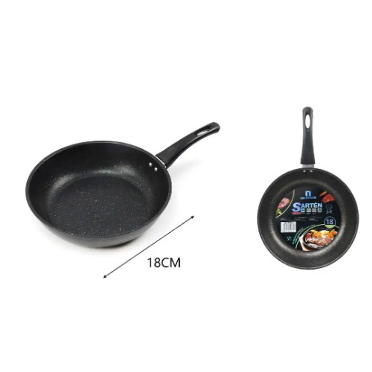 GENERICO - Sartén Negro 18 cm – Compacto y Práctico para Cocina Diaria