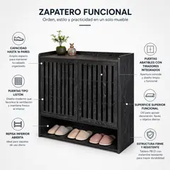SPACE HOME - Zapatero Gris Oscuro 16 Pares Con Repisa Inferior