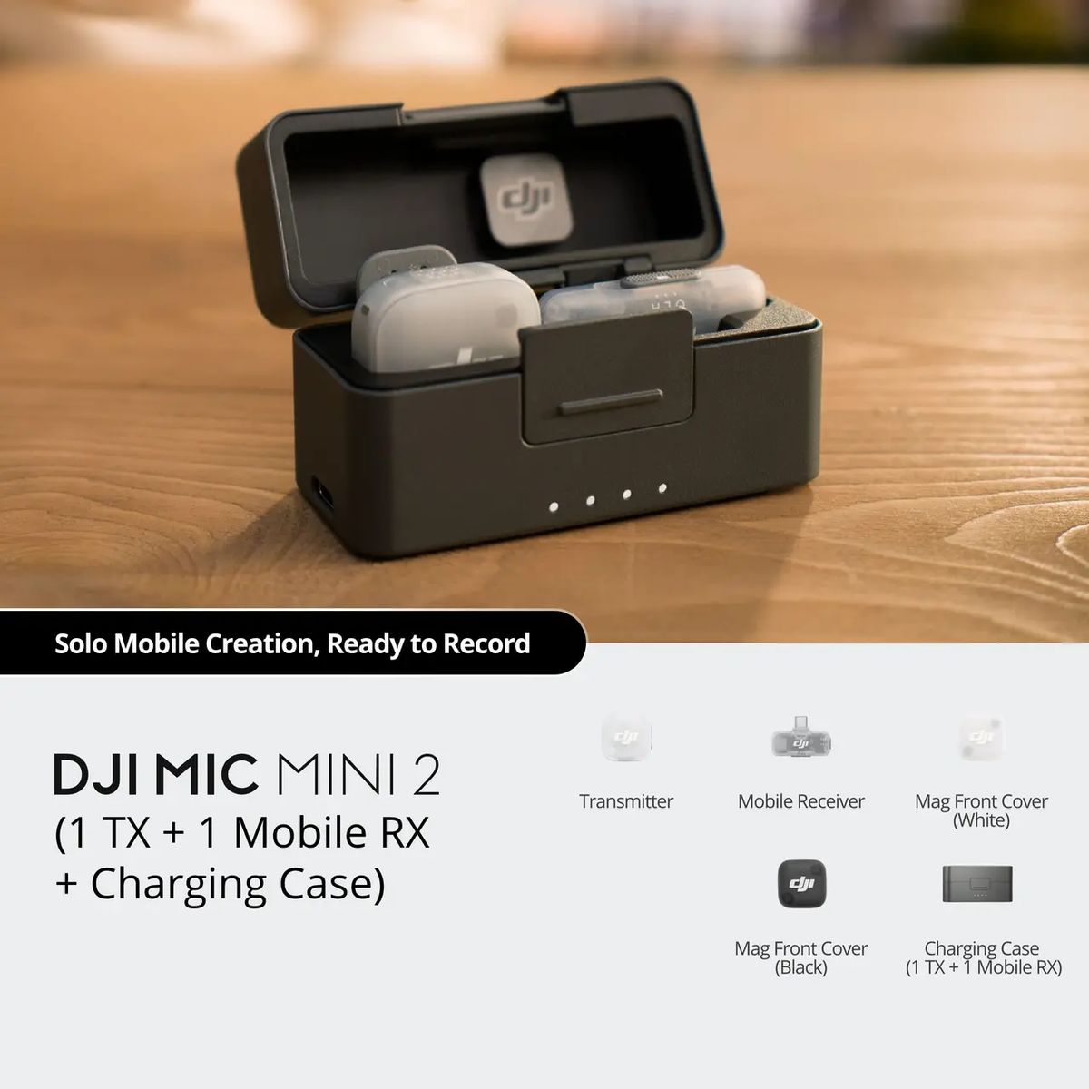 DJI - Micrófono DJI Mic Mini 2 (1TX + 1RX Móvil+ Estuche de carga)