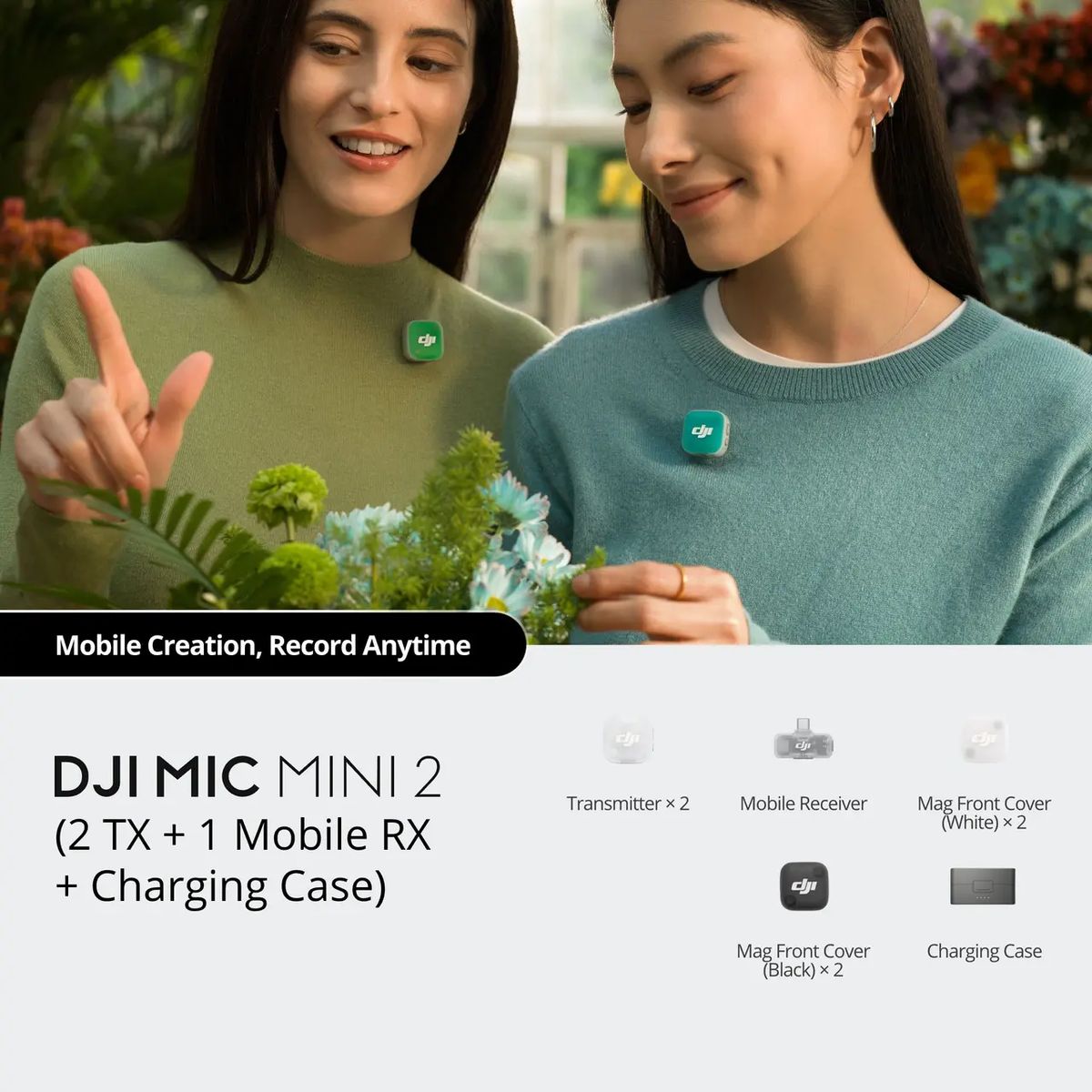 DJI - Micrófono DJI Mic Mini 2 (2TX + 1RX Móvil + Estuche de carga)