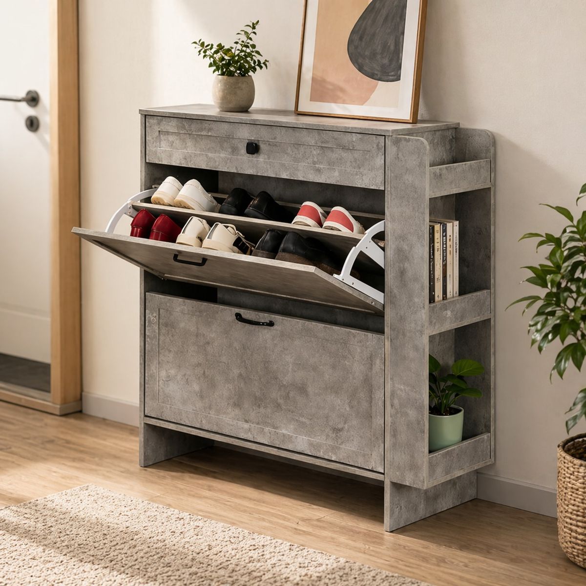 SPACE HOME - Zapatero 18 Pares Greywood Con Cajón Y Repisas