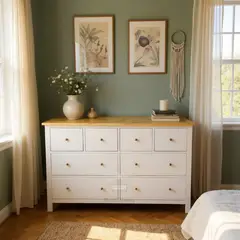 RUSTIC STYLE - COMODA MADERA NÖRKA BLANCA Y NATURAL CON TELESCOPICOS - Muebles Loreley