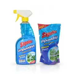 SAPOLIO - Limpiador De Vidrios Multiusos Gatillo 650 + Repuesto 500 Ml