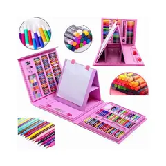 GENERICO - Set 208 Lapices Para Colorear Con Maleta Rosada Infantil