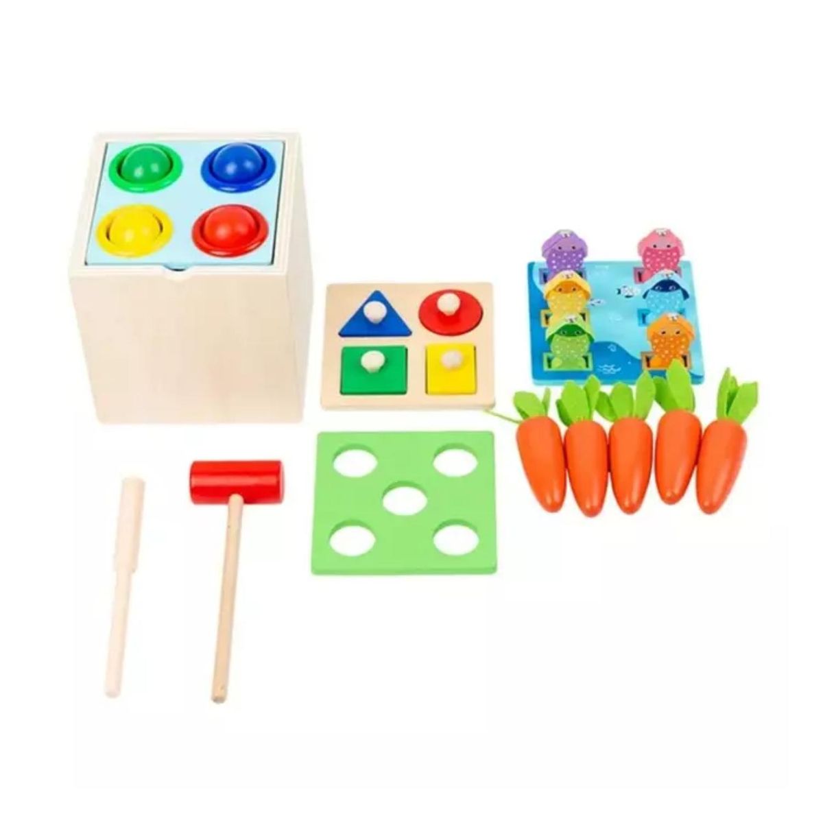 GENERICO - Juguete Set 5 En 1 Actividades De Madera Montessori Infantil
