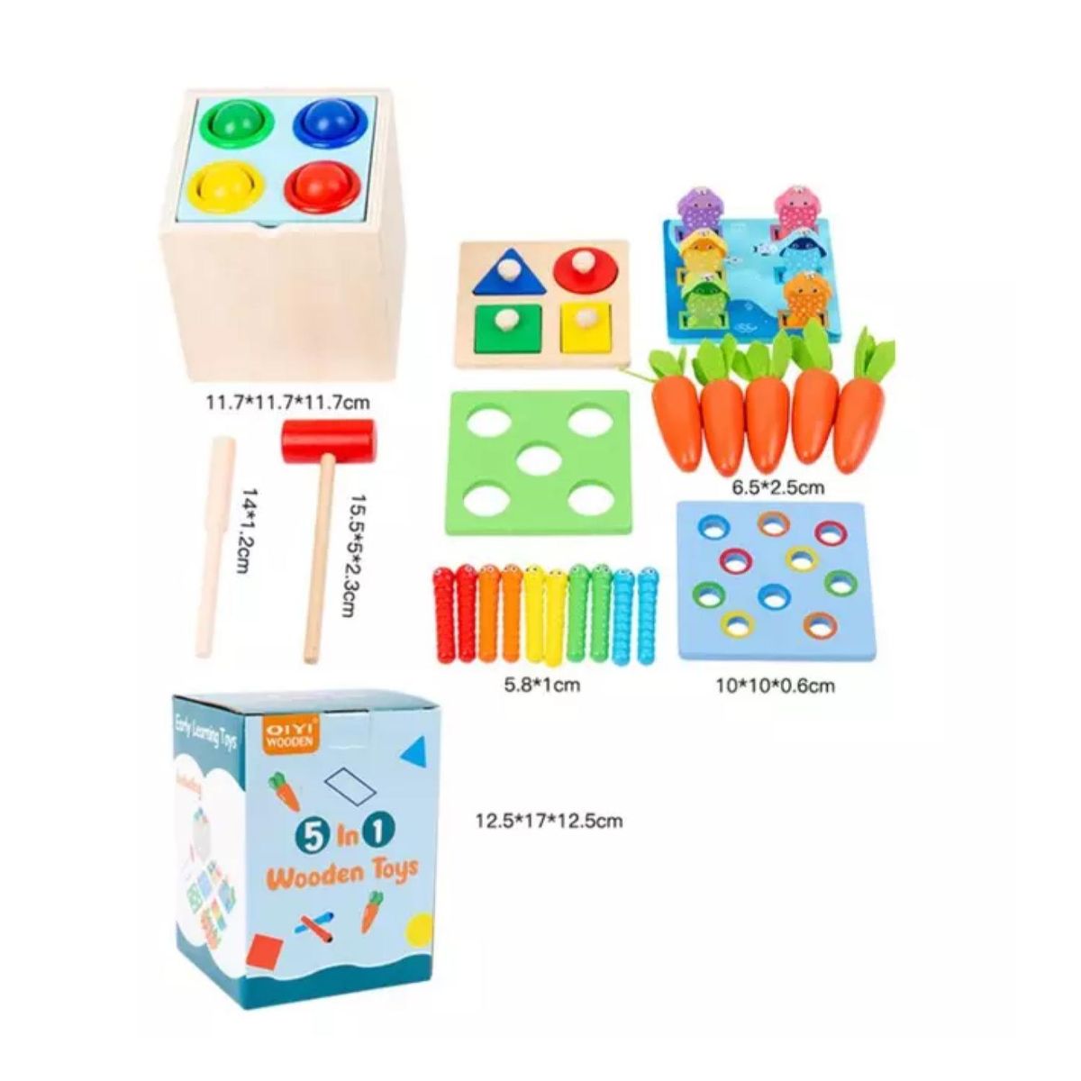 GENERICO - Juguete Set 5 En 1 Actividades De Madera Montessori Infantil