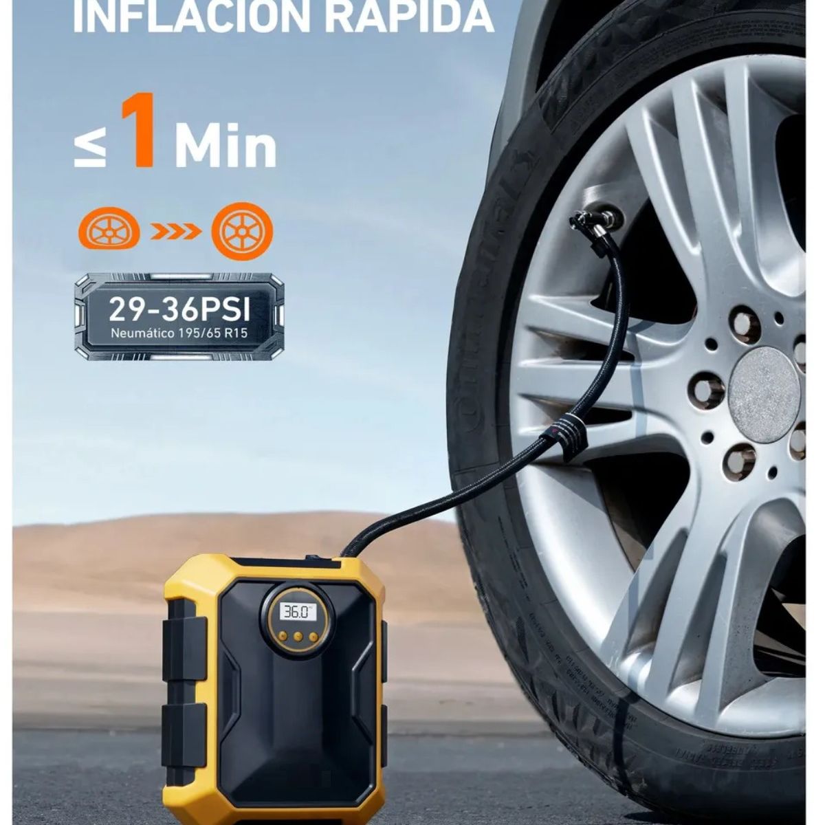 GENERICO - Compresor de Aire Portátil para Auto y Moto con Pantalla Digital