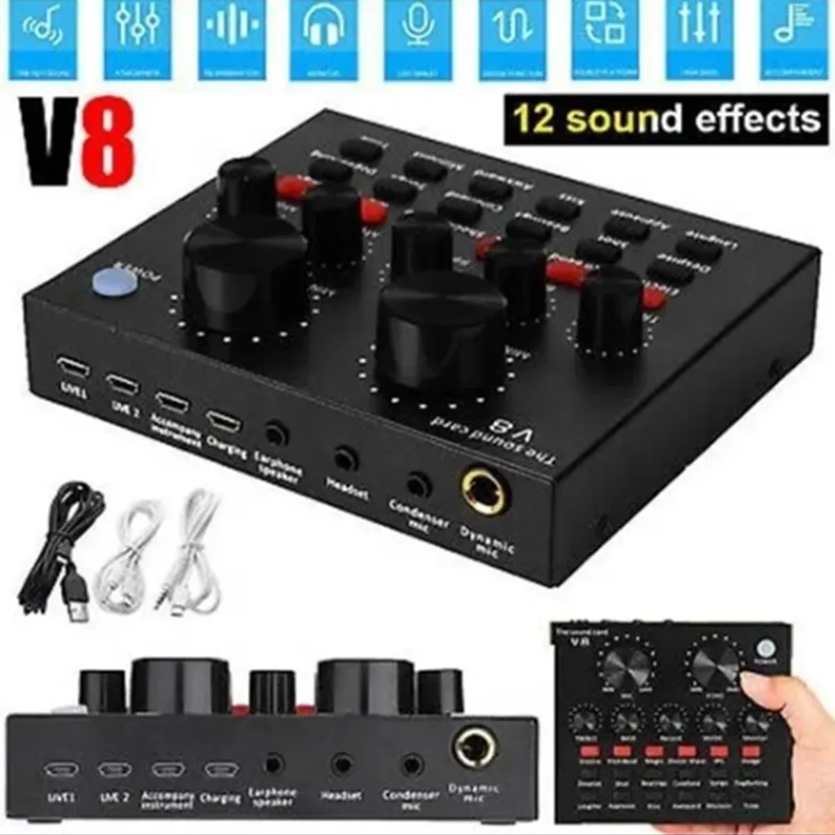 GENERICO - Tarjeta Sonido Usb Mezclador Interfaz Audio Stream En Vivo