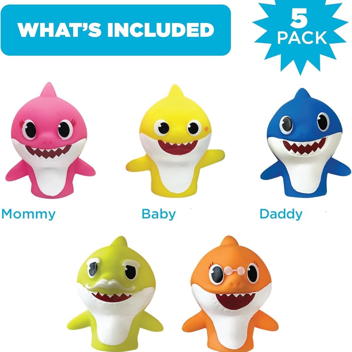 KUANGYE - Juego de Marionetas de Dedos Shark de 5 Piezas,Juguetes de baño, Hora de Cuentos, Juguetes de Playa