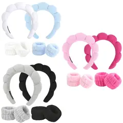 KUANGYE - Pack 6 Cintillo + 12 Muñequeras Diadema Maquillaje Skincare Spa