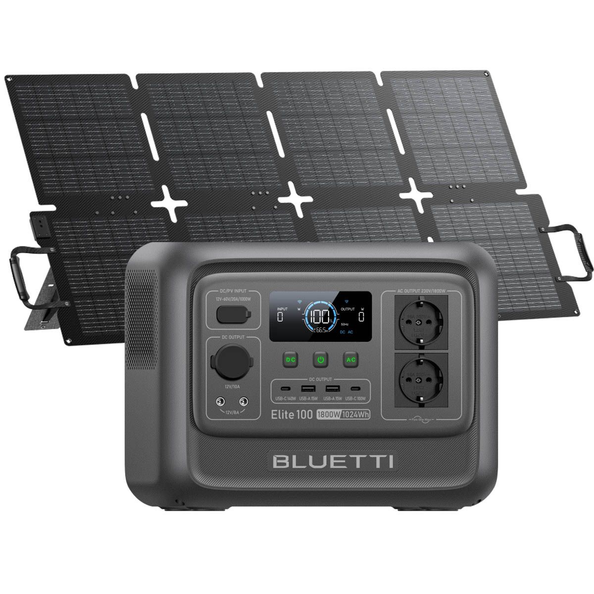 BLUETTI - BLUETTI Generador Solar Portátil 1800w1024 Wh Con130W Panel Solar  Para Acampar, Travel, Emergencia Corte de Energía