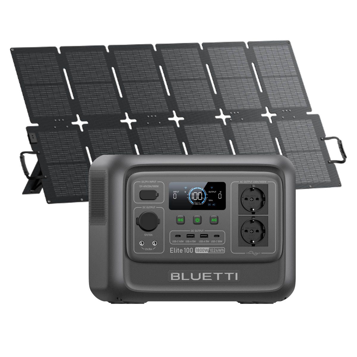 BLUETTI - BLUETTI Generador Solar Portátil 1800w1024 Wh Con220W Panel Solar  Para Acampar, Travel, Emergencia Corte de Energía