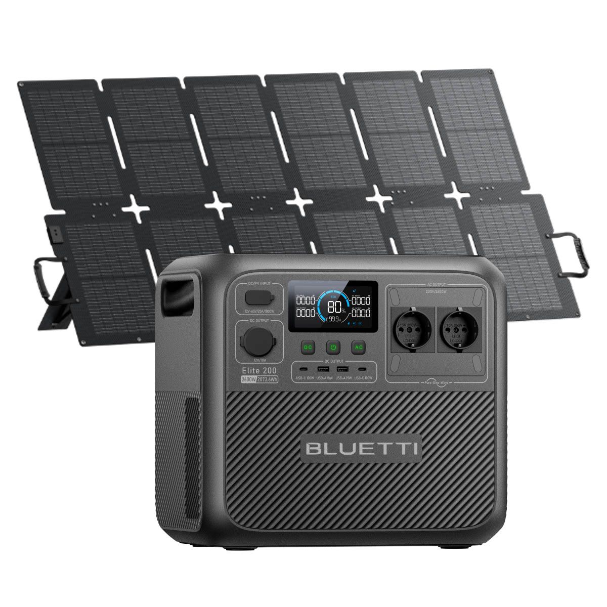 BLUETTI - BLUETTI  Estación EnergíaPortátil 2600w 2073wh con Panel Solar 220W Generador Solar para Acampar Pesca Corte Energía