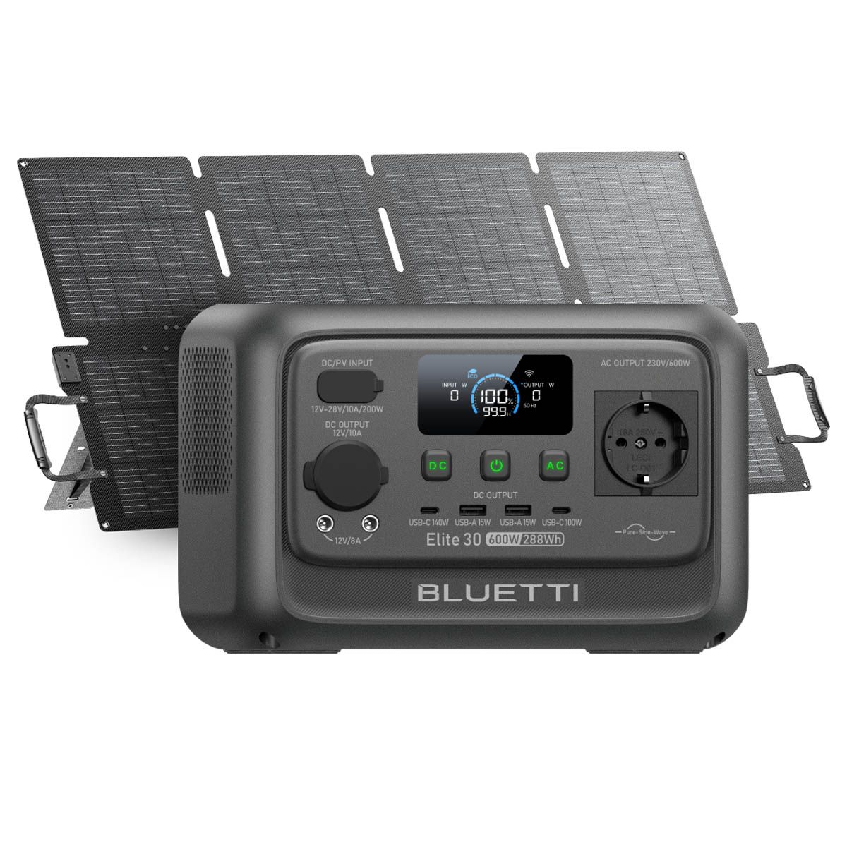 BLUETTI - BLUETTI Estacion de Energia Portátil 600w 288Wh Con Panel Solar 130 W Generador Solar para Acampar, Emergencias, Viajes