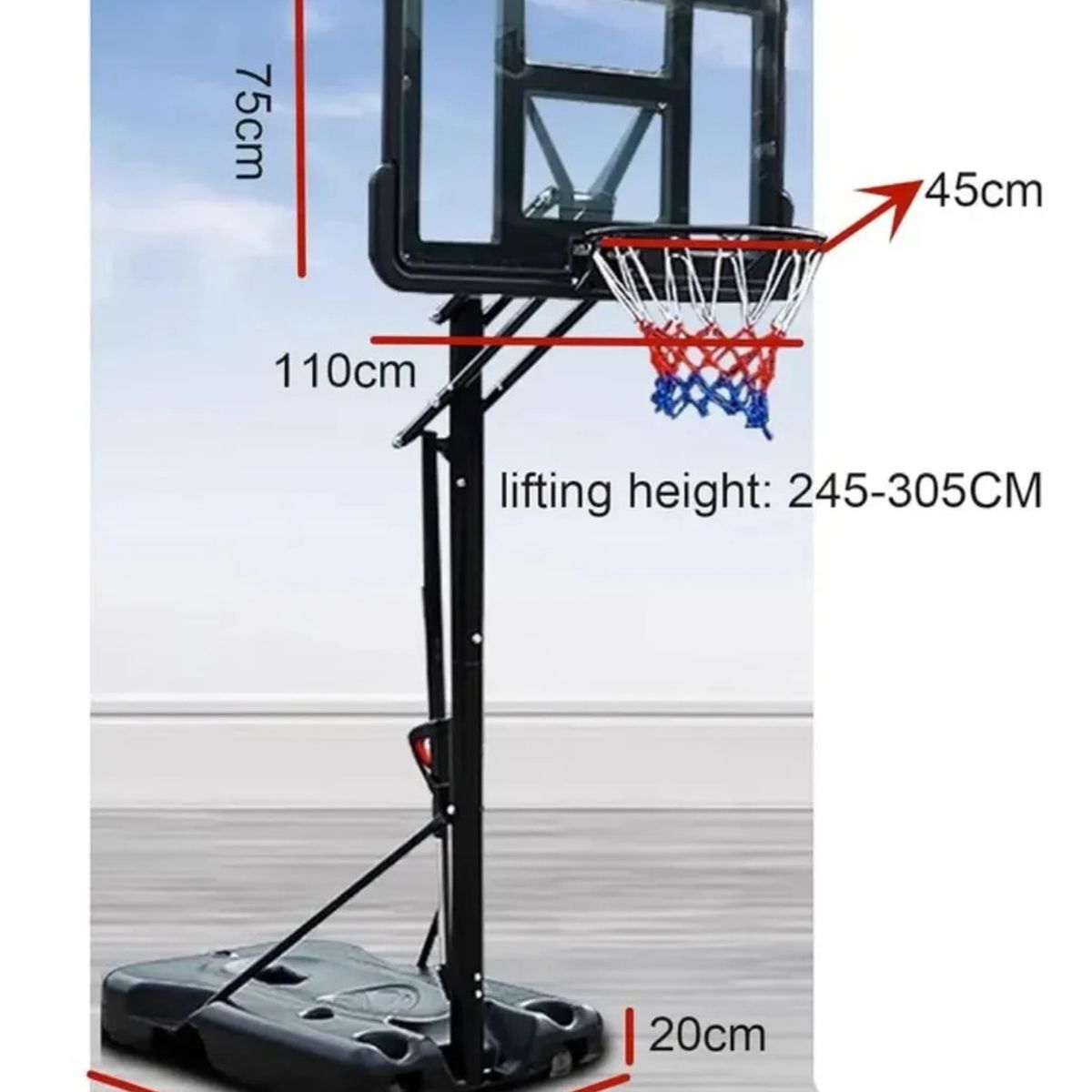 EASY FIT - Aro Basquetball Altura Móvil Regulable Y Portatil
