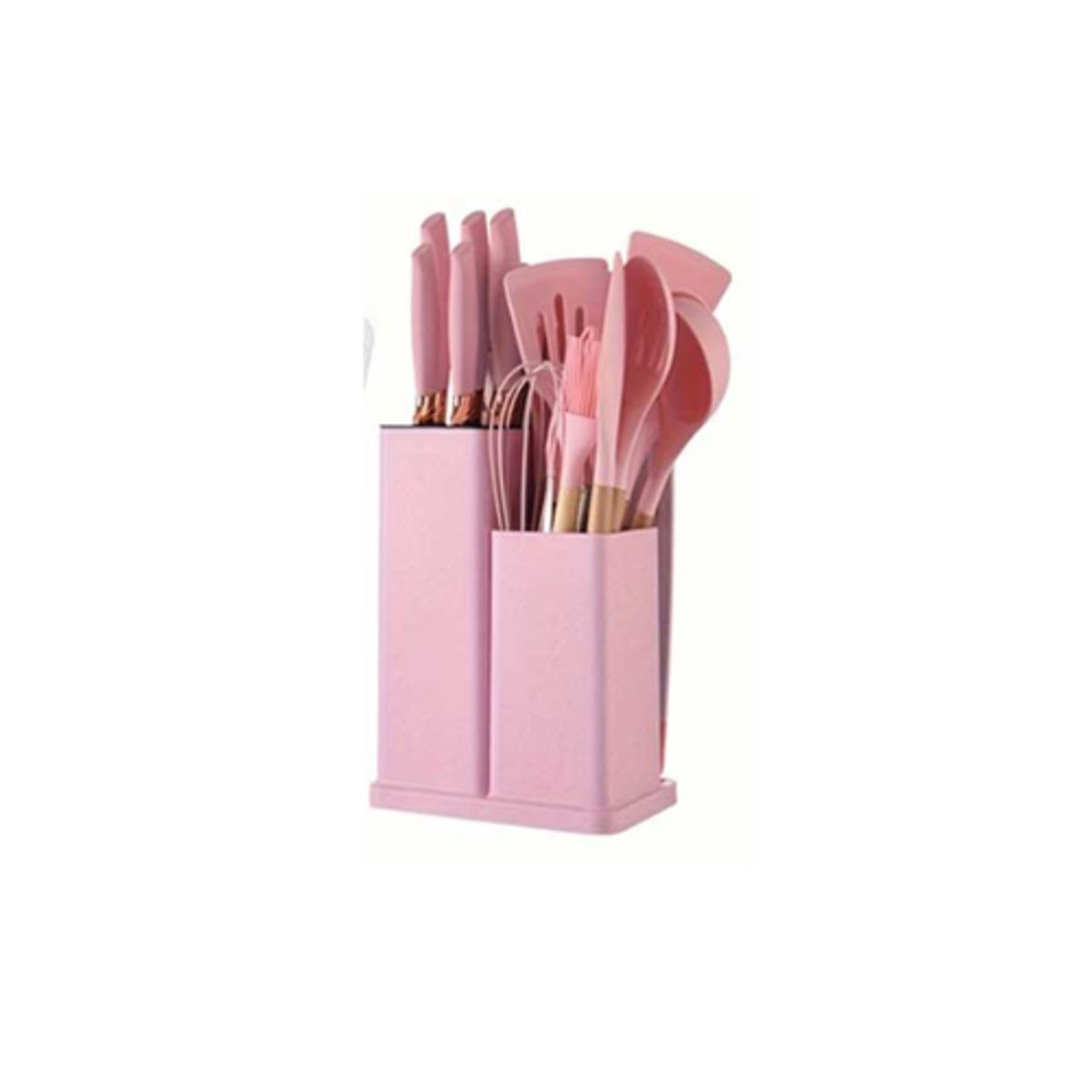 GENERICO - Set Utensilios Cocina De Silicon 19pz Rosa