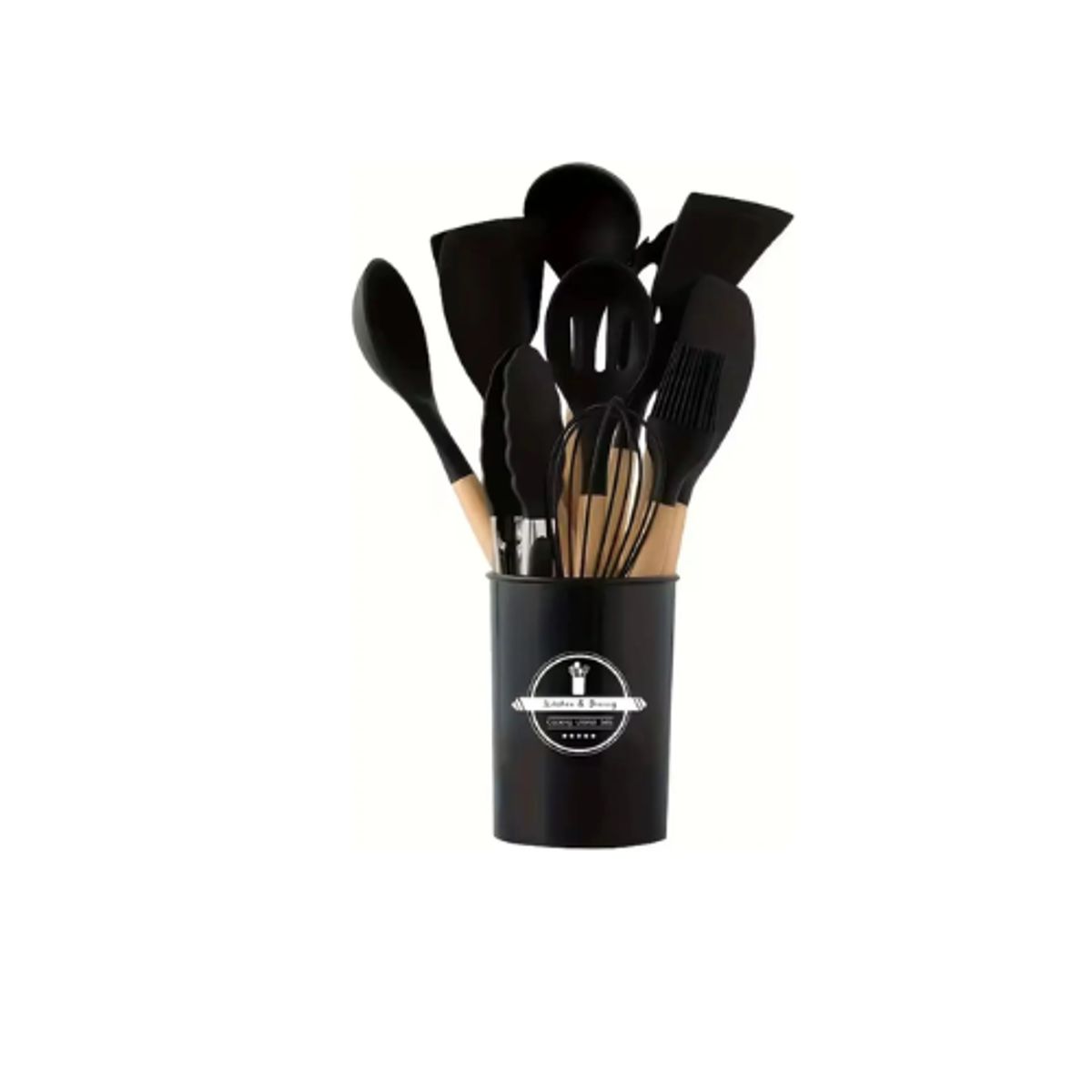 GENERICO - Set Utensilios De Cocina De Silicon 12 pz Negro