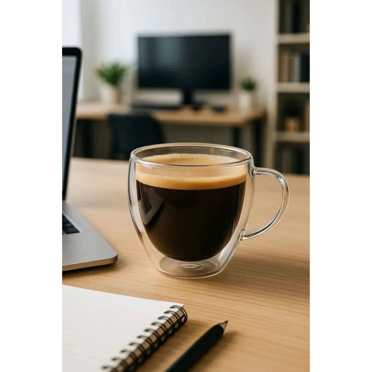 GENERICO - Set 2 Tazas Espresso Vidrio Doble Pared Premium 80ml - La Cream