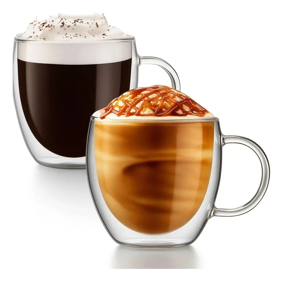 GENERICO - 2 Tazas Vidrio Doble Pared Café Capuchino Premium 180ml - La Cream