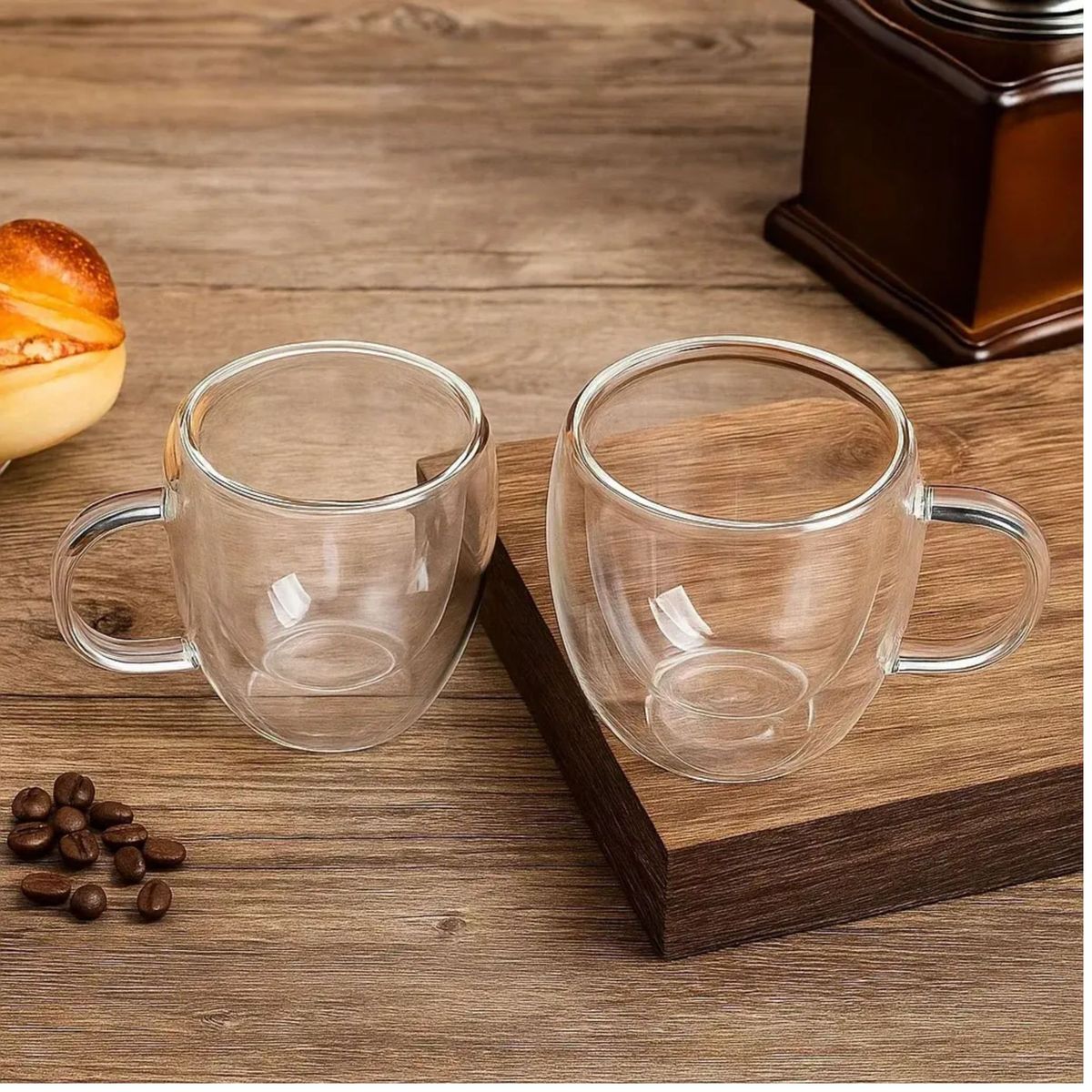 GENERICO - 2 Tazas Vidrio Doble Pared Café Capuchino Premium 180ml - La Cream