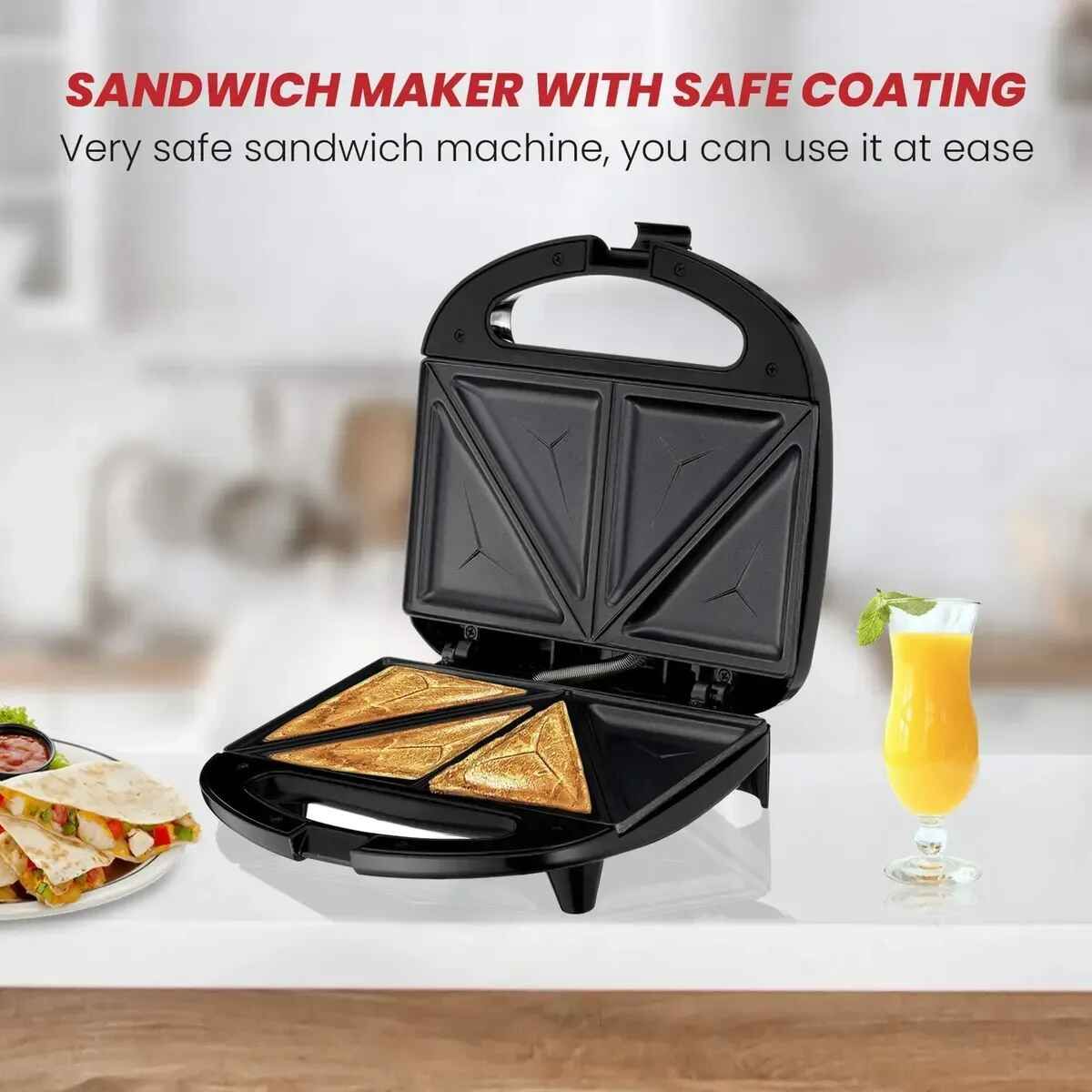 GENERICO - Sandwichera Eléctrica Triangular Doble Tostadora 1200w