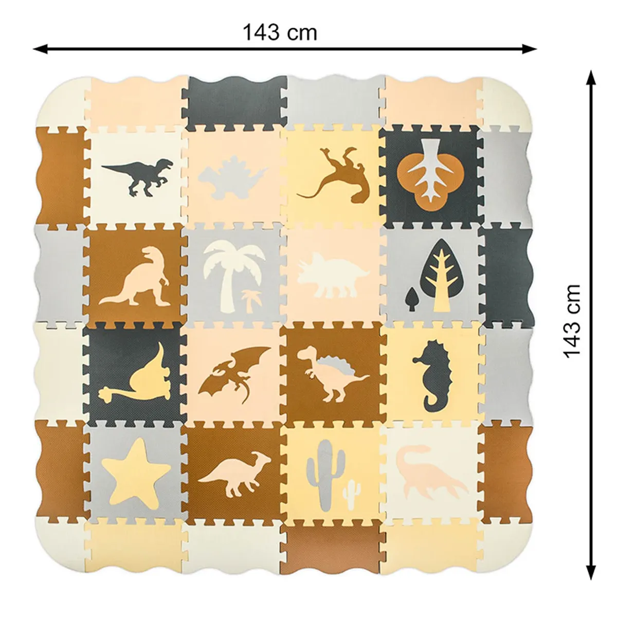 WAKESHOME - Piso Goma Eva 36 Piezas Antigolpes Bebes Puzle Dinosaurio