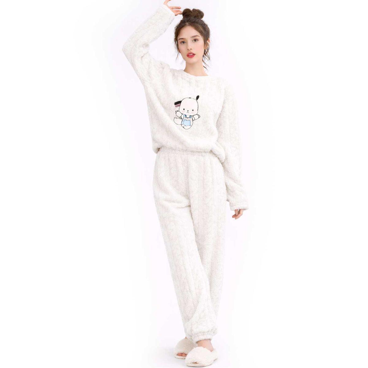 MORLAN - Pijama Mujer Plush Trenzado Invierno Set Calido Pochacco