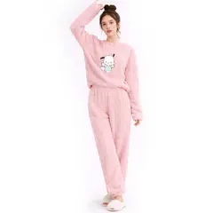 MORLAN - Pijama Mujer Plush Trenzado Invierno Set Calido Pochacco