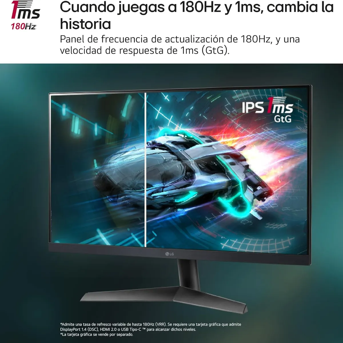 LG - MONITOR LG 24" GAMER 180HZ ULTRAGEAR IPS FHD 1MS 24GS60F-B