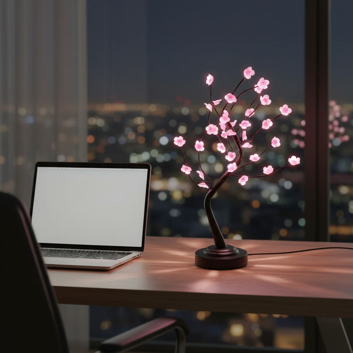 GENERICO - Lampara Velador Arbol Bonsai 36 LED USB Decoracion Mesa
