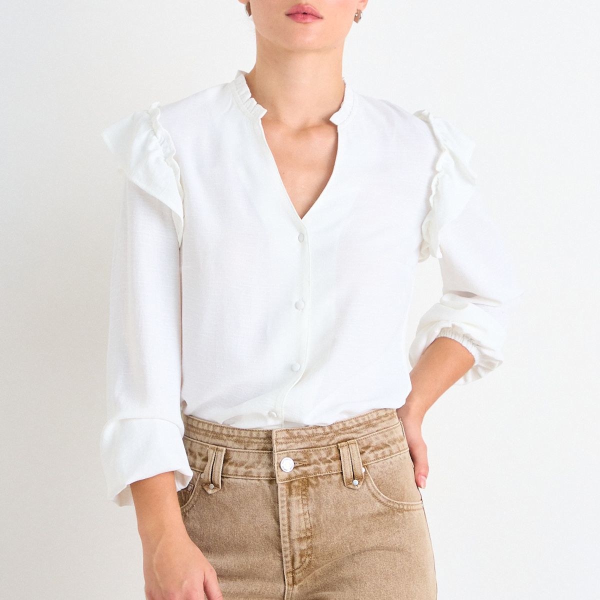IO - Blusa Lisa Mujer Crudo Io