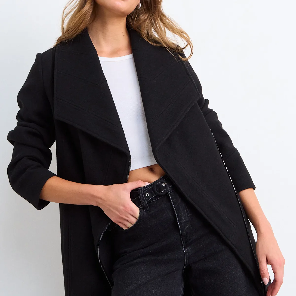 IO - Chaqueton Liso Mujer Negro Io