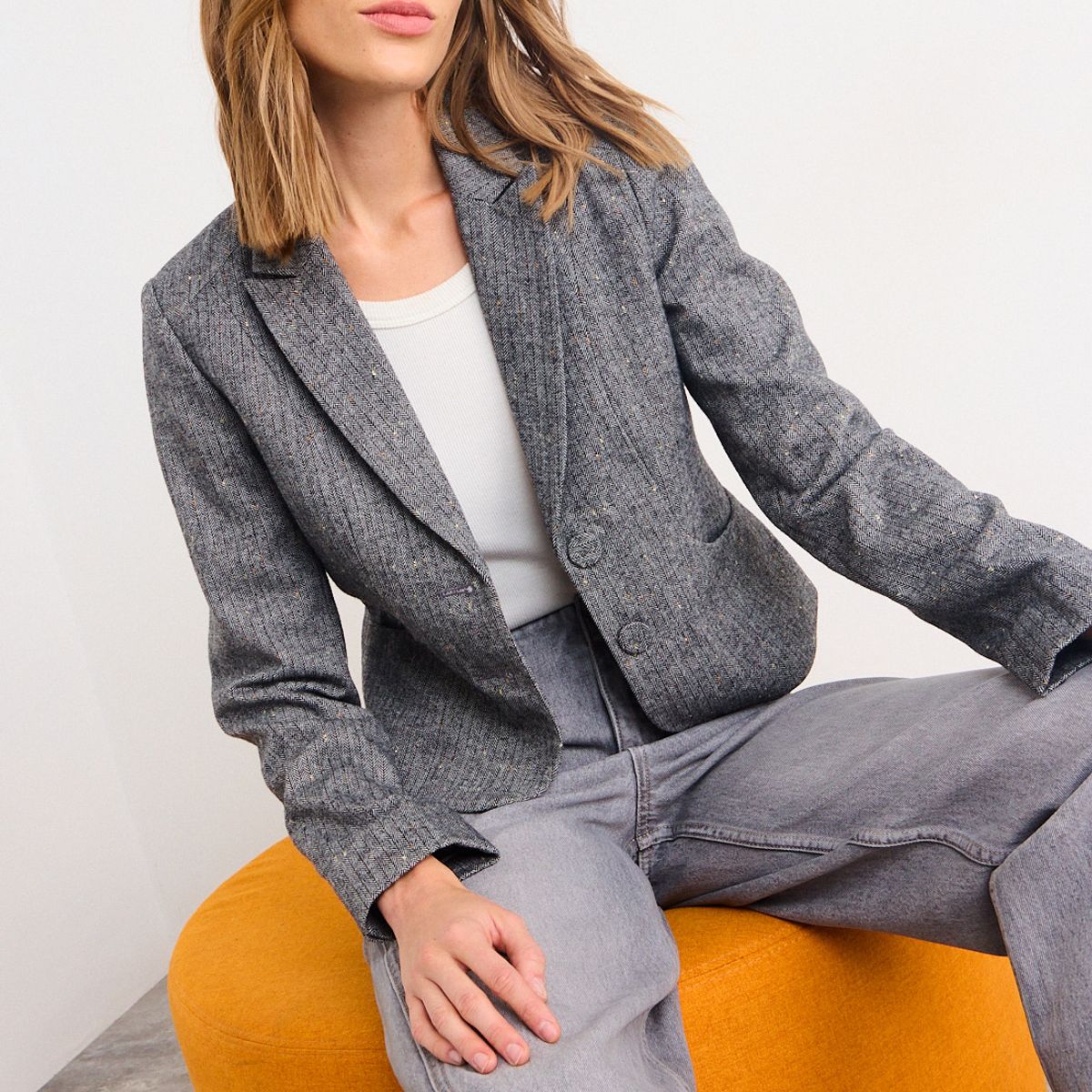 IO - Blazer Liso Mujer Gris Io