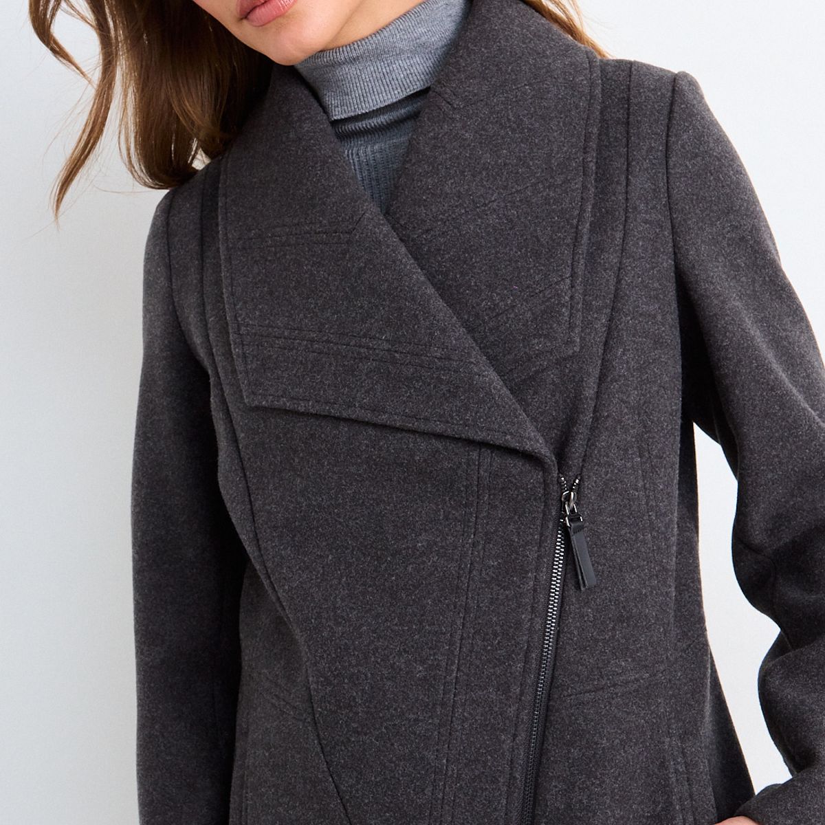 IO - Chaqueton Liso Mujer Gris Io
