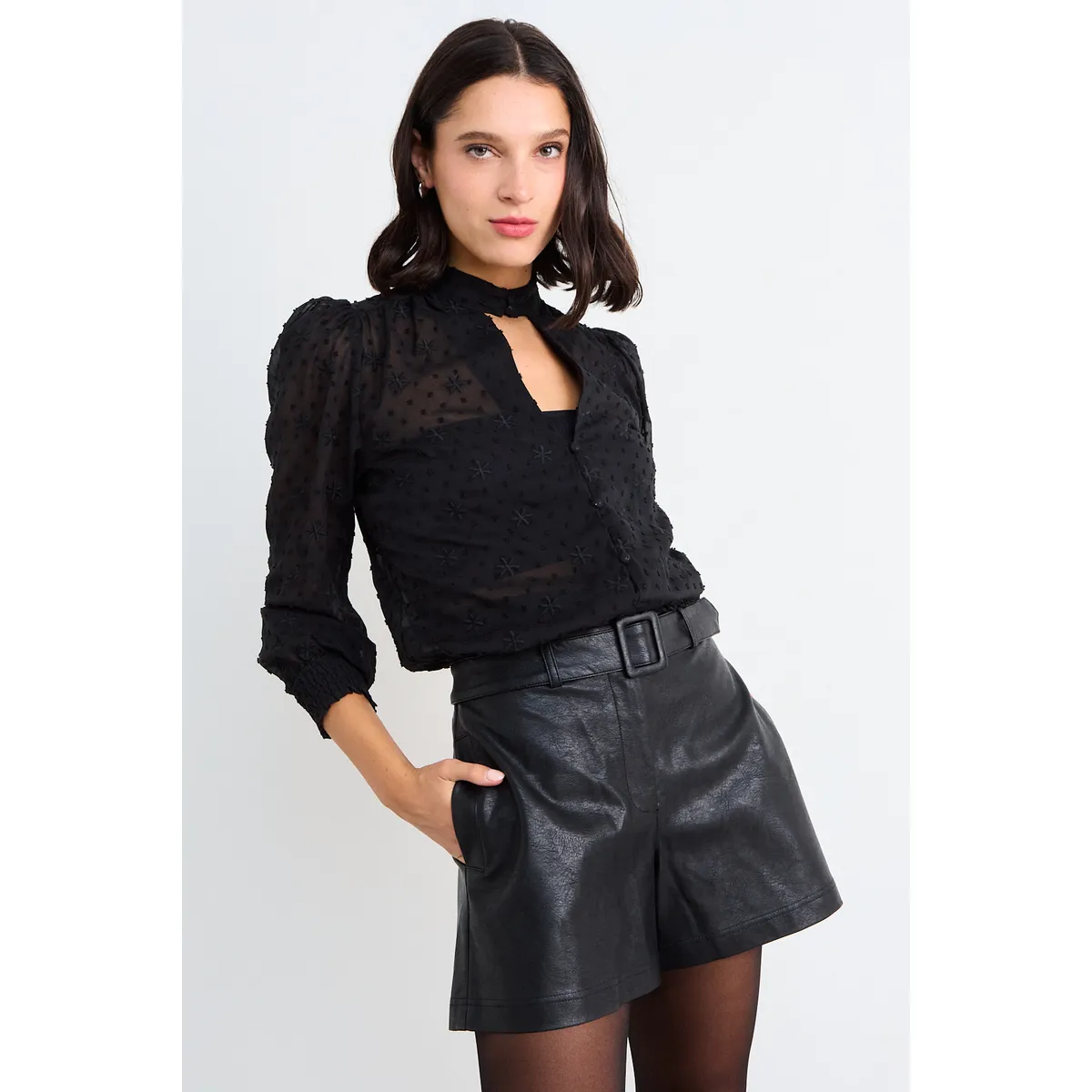 IO - Blusas Manga Larga Mujer Negro Io