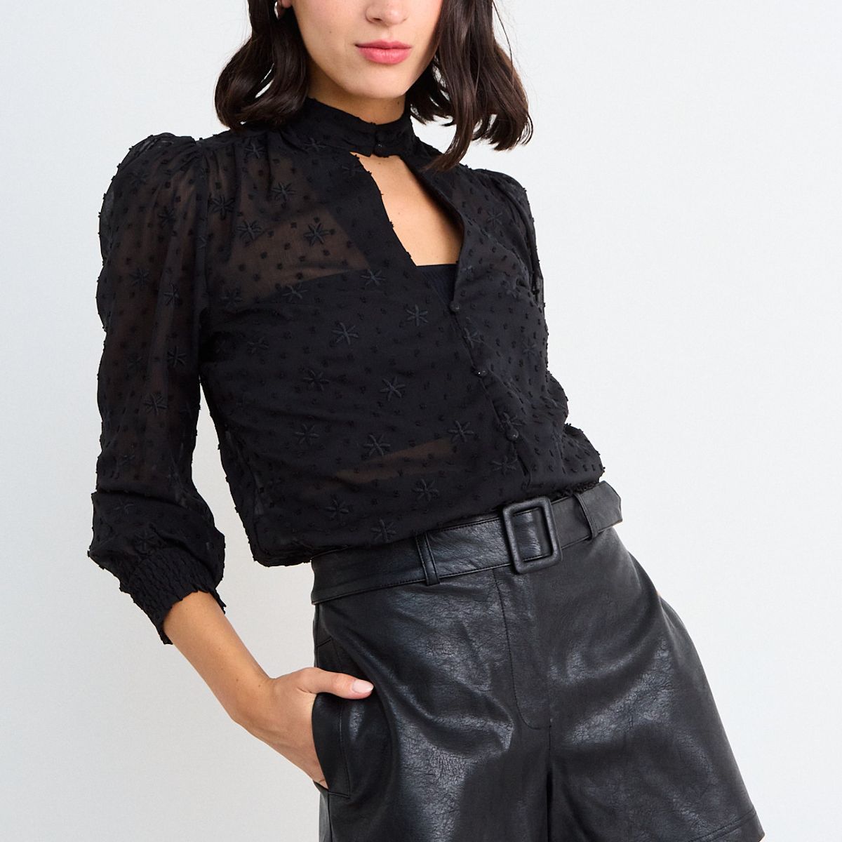 IO - Blusas Manga Larga Mujer Negro Io