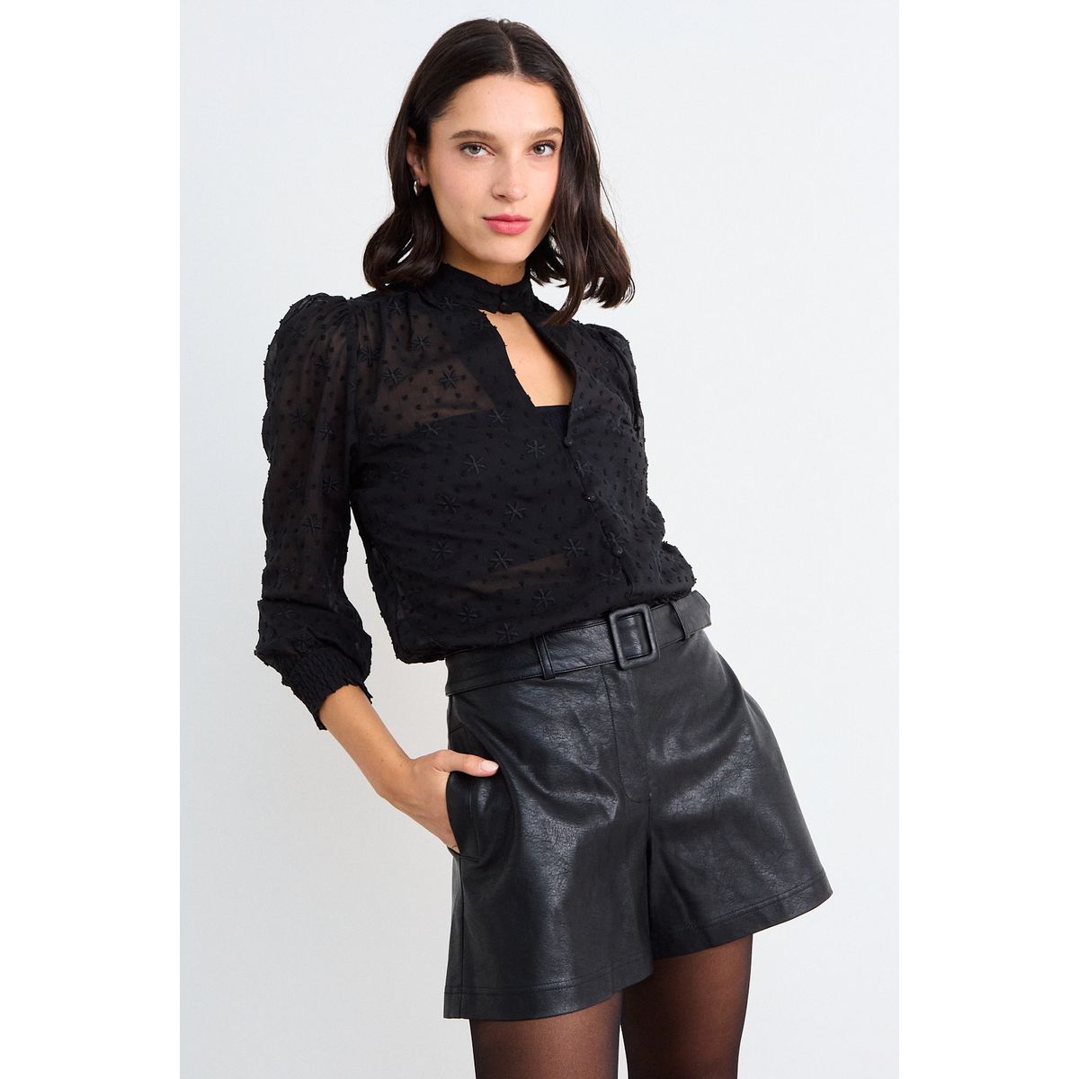 IO - Blusas Manga Larga Mujer Negro Io