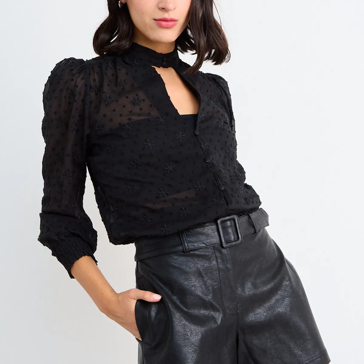 IO - Blusas Manga Larga Mujer Negro Io