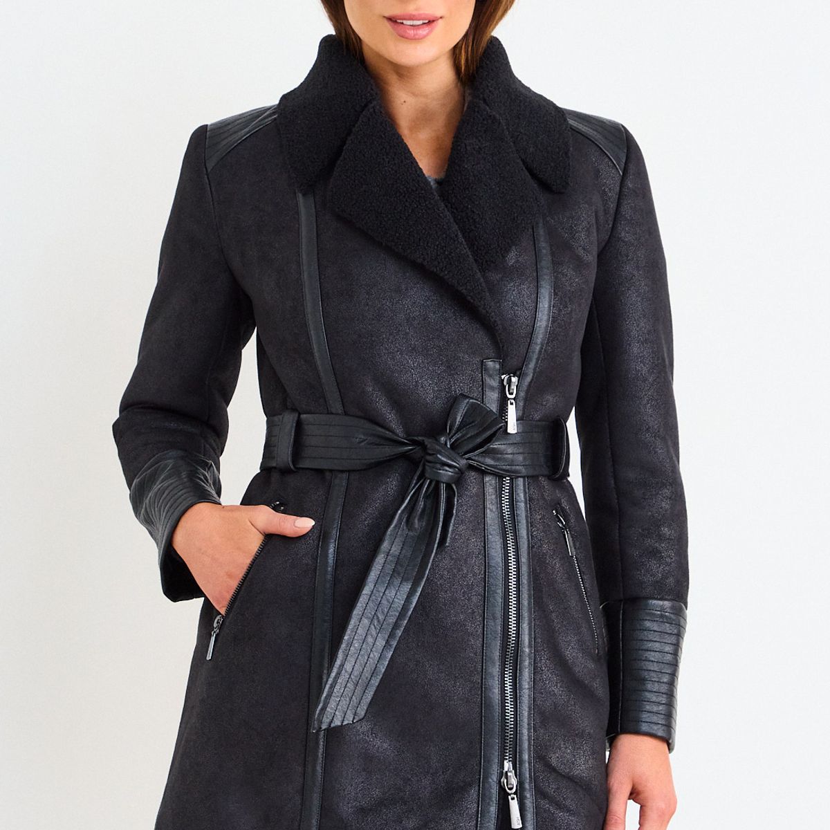 ASH - Abrigo Liso Mujer Negro Ash
