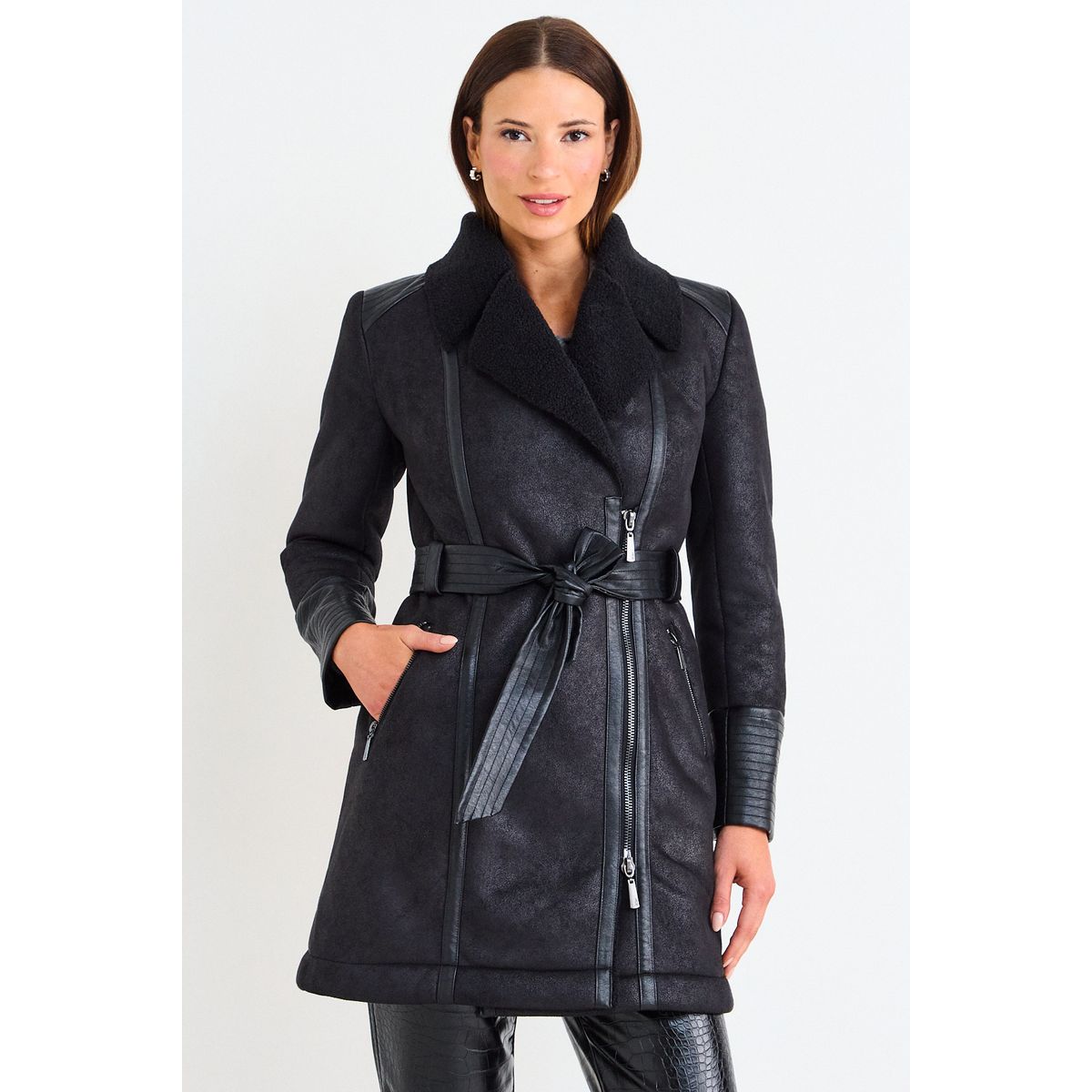 ASH - Abrigo Liso Mujer Negro Ash