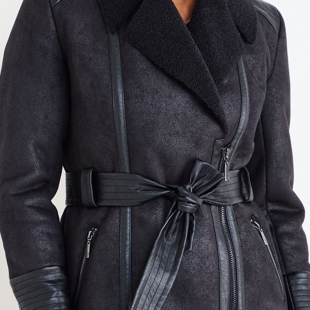 ASH - Abrigo Liso Mujer Negro Ash