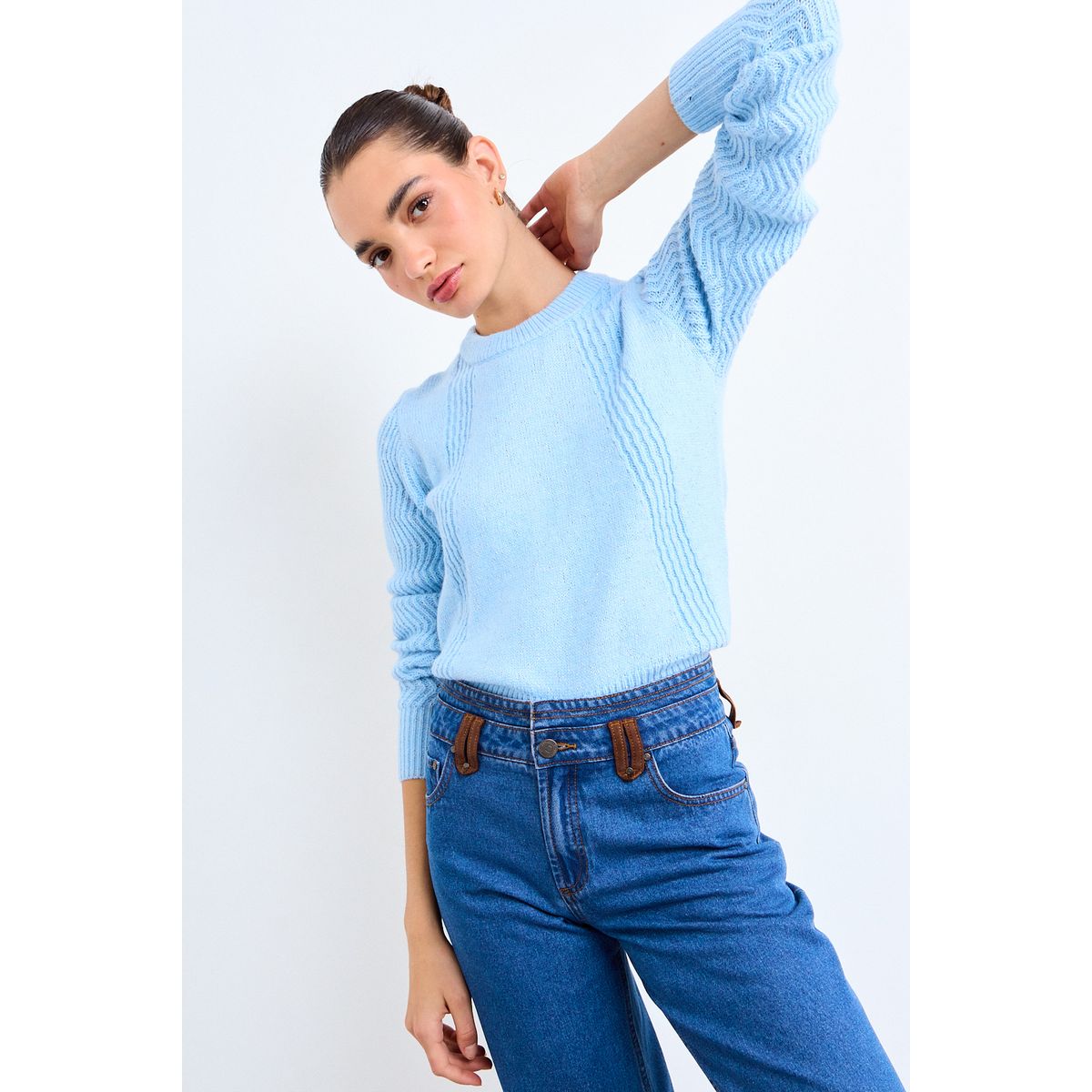 IO - Sweater Cuello Redondo Mujer Celeste Io