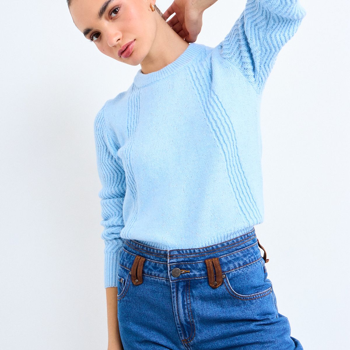 IO - Sweater Cuello Redondo Mujer Celeste Io