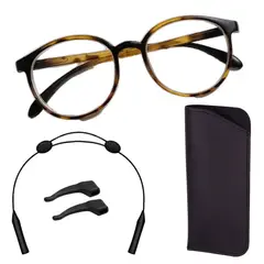 JM - Set Lente Miopía Anti Luz Azul + Estuche + Correa Anteojos Ópticos Gafas Graduadas V5