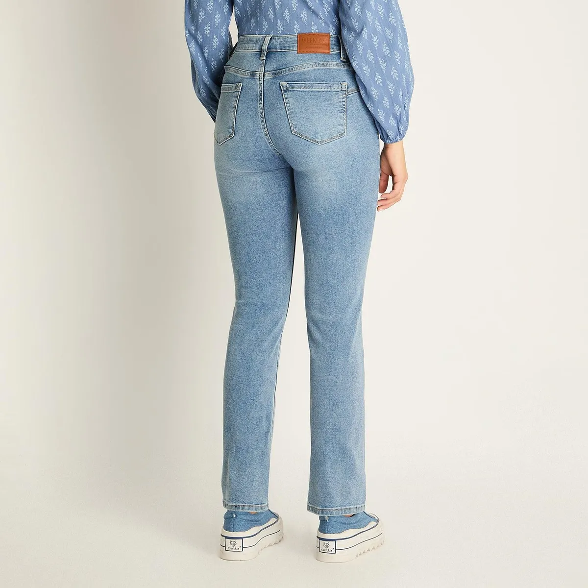 LORENZO DI PONTTI - Jeans Recto 5 Bolsillos Tiro Alto Celeste