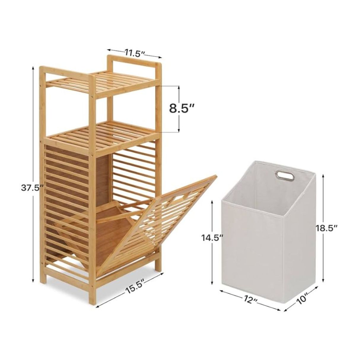GENERICO - Organizador De Ropa Sucia 3 Niveles Con Canasta Plegable