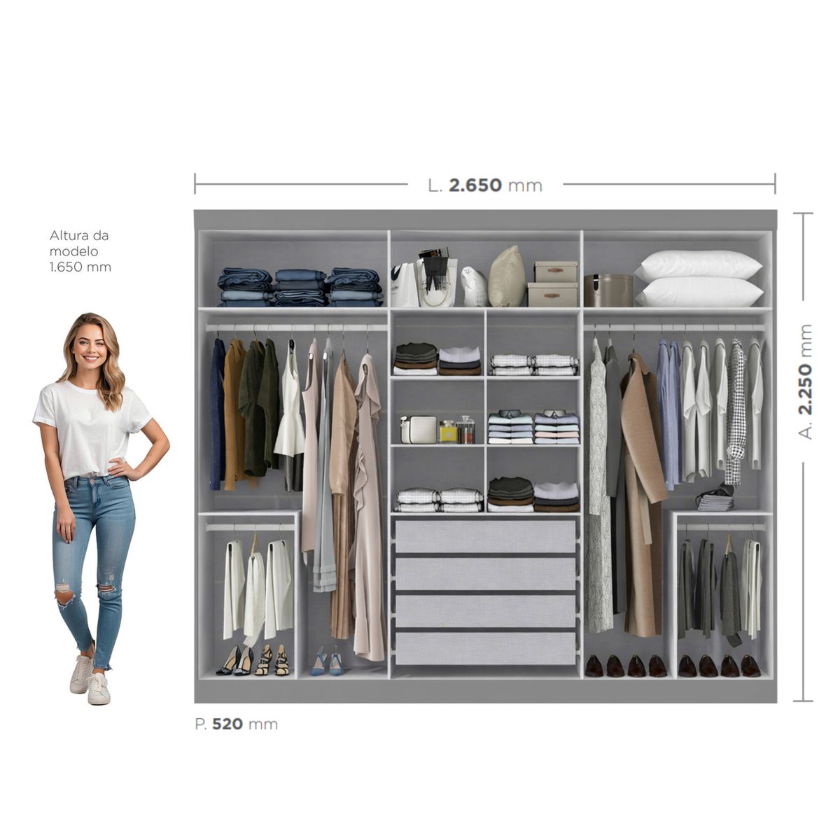 DI PORETTI - CLOSET TITANIUM 6P 4C 265x225x52 GR
