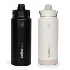 BUFFER FLASK - Termo Botella Agua Termica Acero Inox 1L 2 en 1 Set de 2 - Blanco