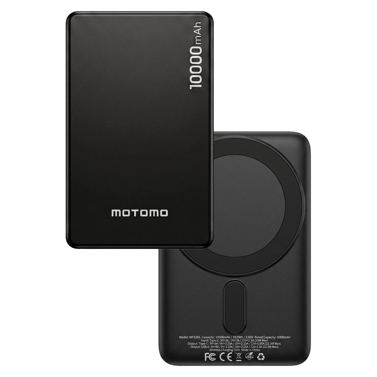 MOTOMO - PowerBank Magnetica Compatible Con iPhone De 10000Mah Negro