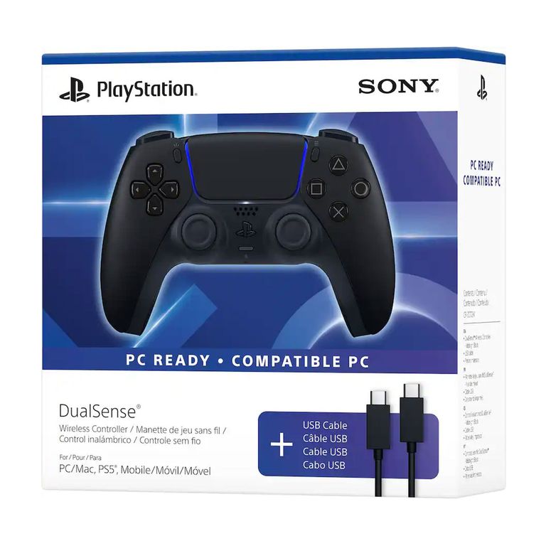 SONY Control inalámbrico PS5 DualSense Midnight Negro + Cable USB para PC